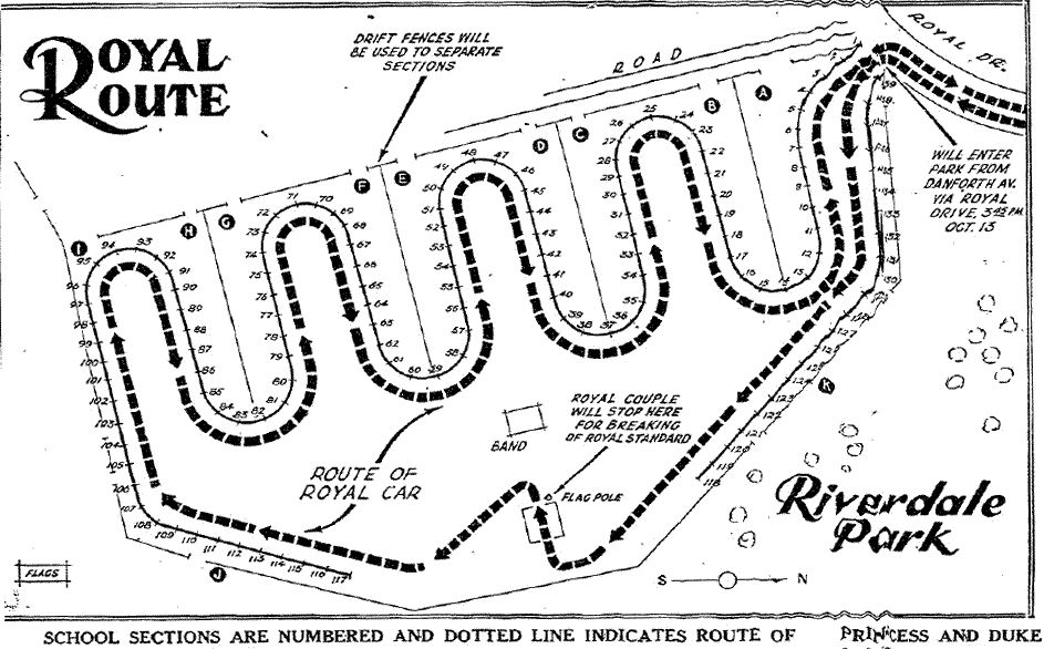 Map of Royal Parade route in Riverdale Park